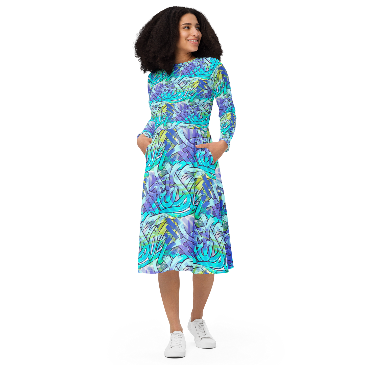 "FREEDOM" Long Sleeve Midi Dress