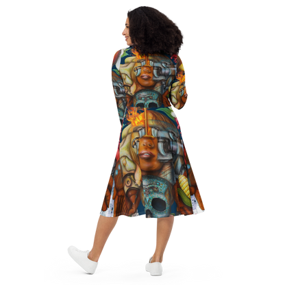 "CONCEPTIONAL" Long Sleeve Midi Dress