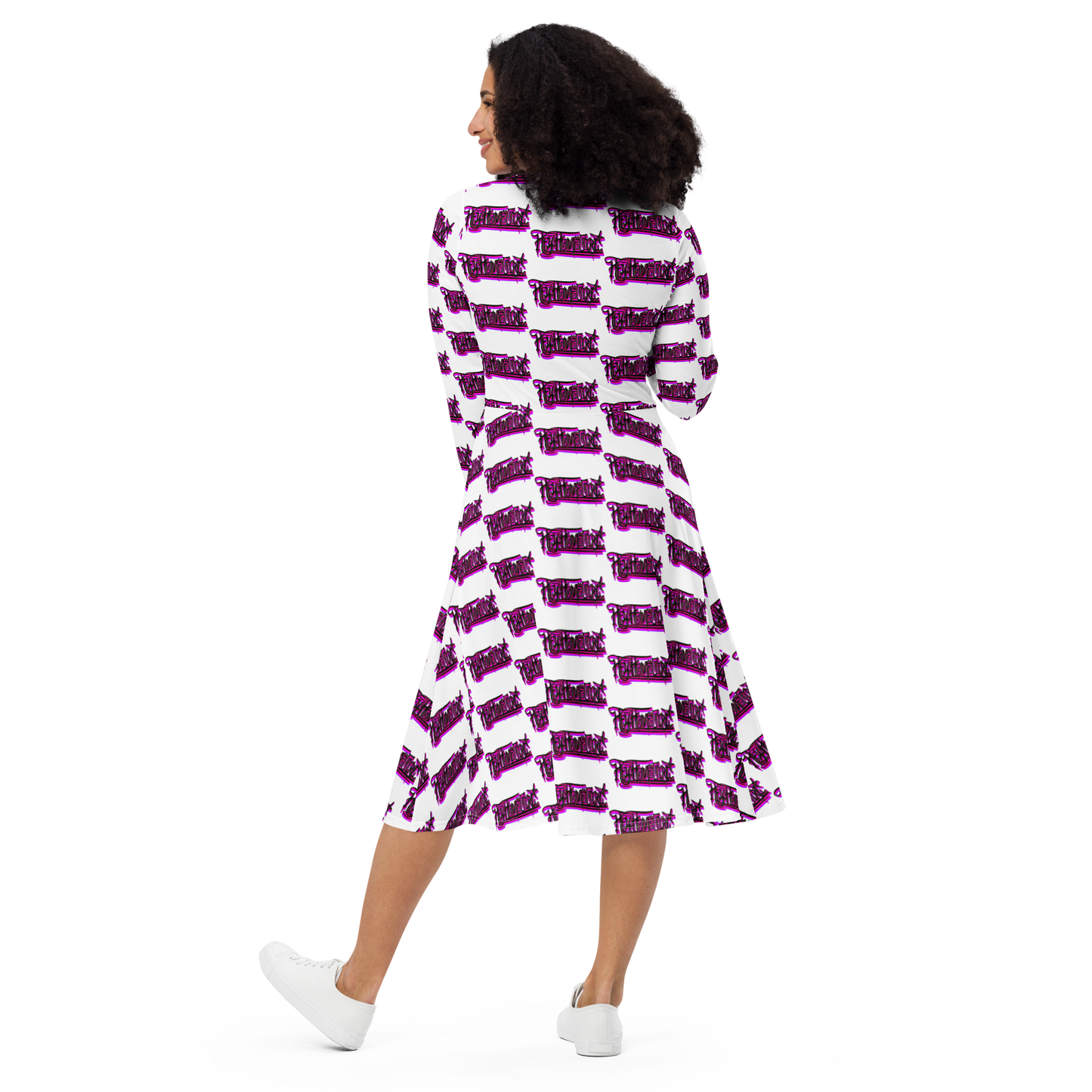 "HEY HOMEGIRL" Long Sleeve Midi Dress