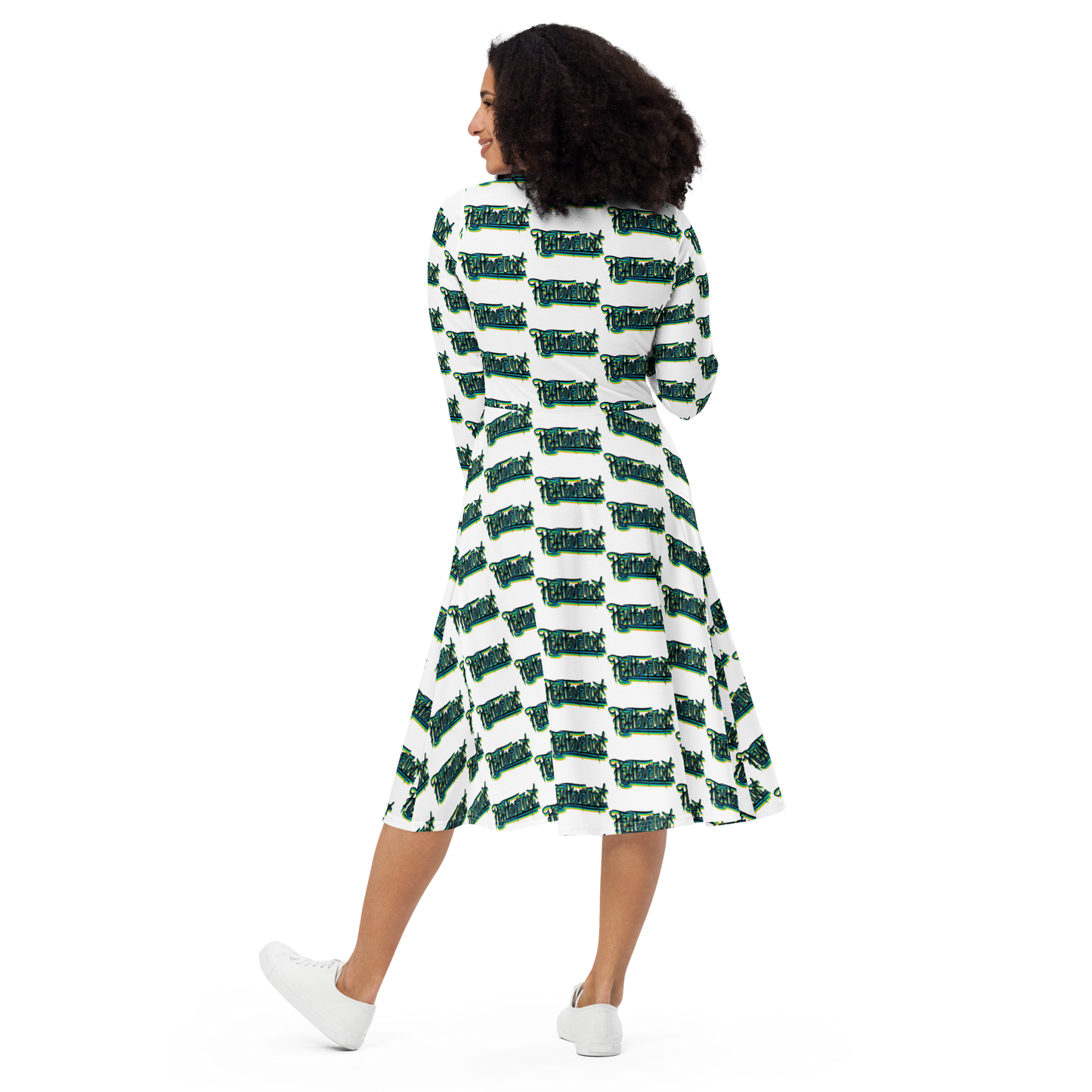 "HEY HOMEGIRL" Long Sleeve Midi Dress GRN