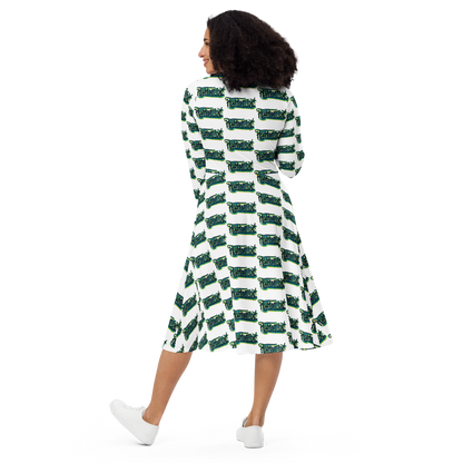 "HEY HOMEGIRL" Long Sleeve Midi Dress GRN