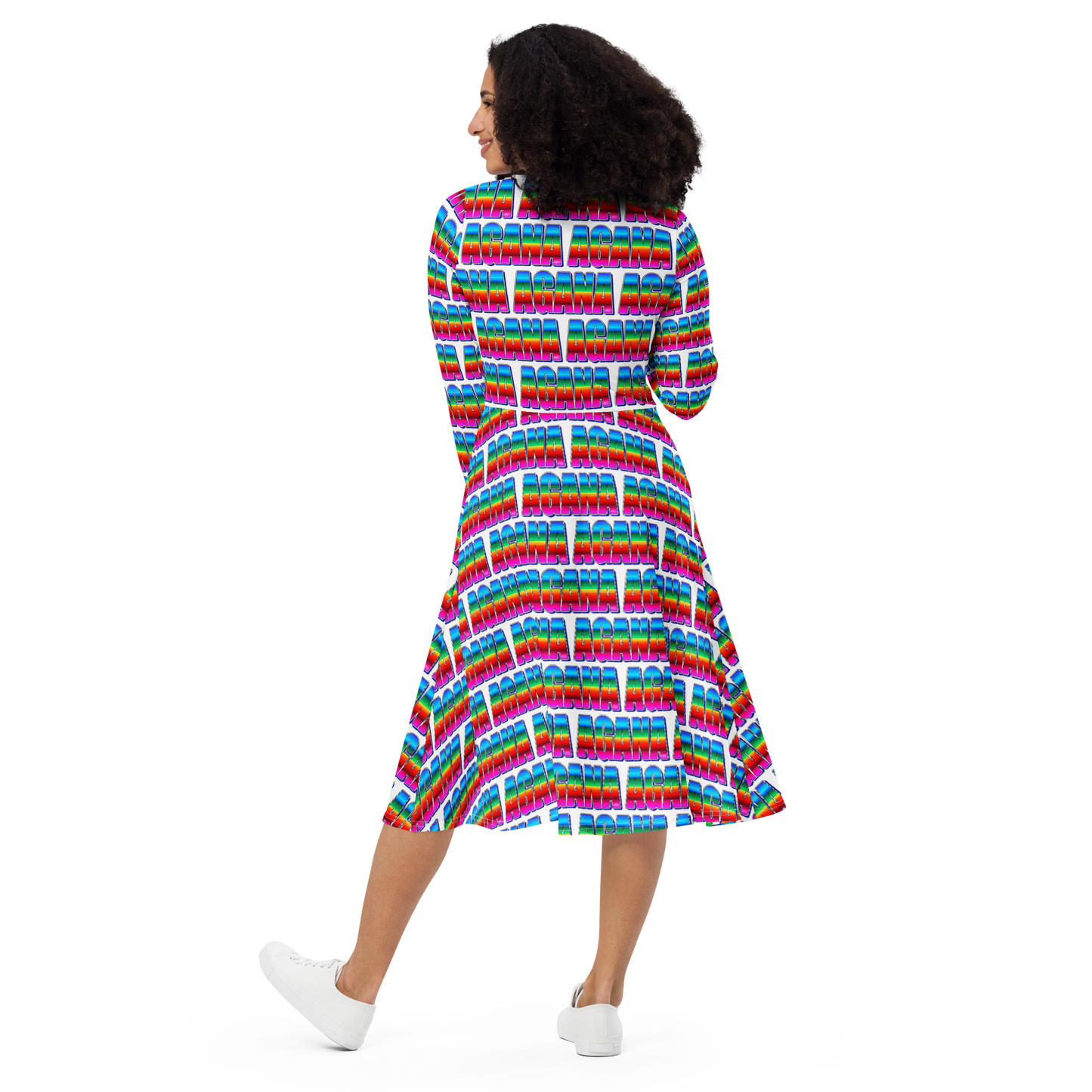 "AGANA SERAPE" Long Sleeve Midi Dress