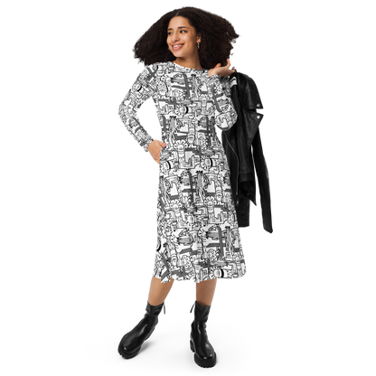 "MAIZ" Long Sleeve Midi Dress