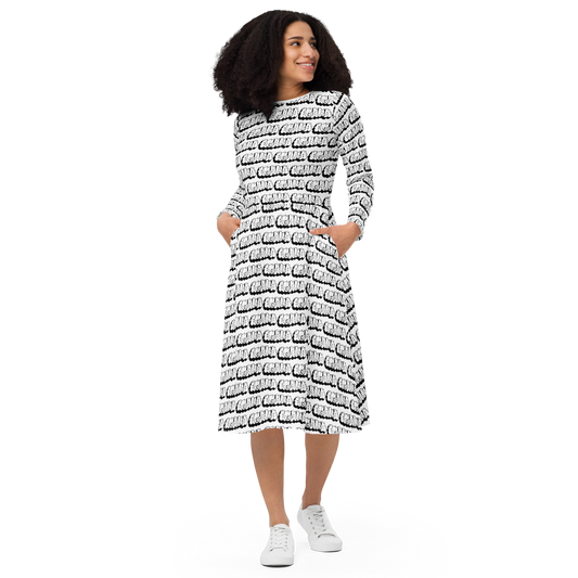 "AGANA" Long Sleeve Midi Dress