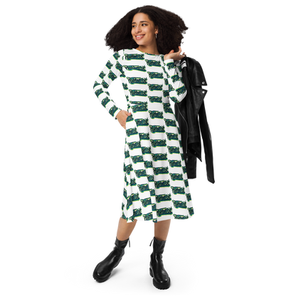 "HEY HOMEGIRL" Long Sleeve Midi Dress GRN