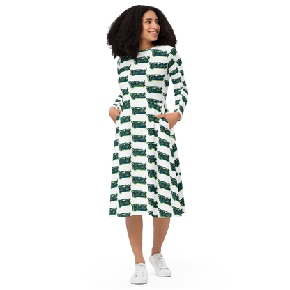 "HEY HOMEGIRL" Long Sleeve Midi Dress GRN