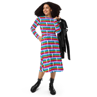 "AGANA SERAPE" Long Sleeve Midi Dress