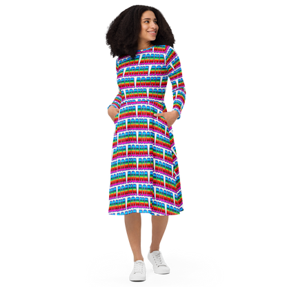 "AGANA SERAPE" Long Sleeve Midi Dress