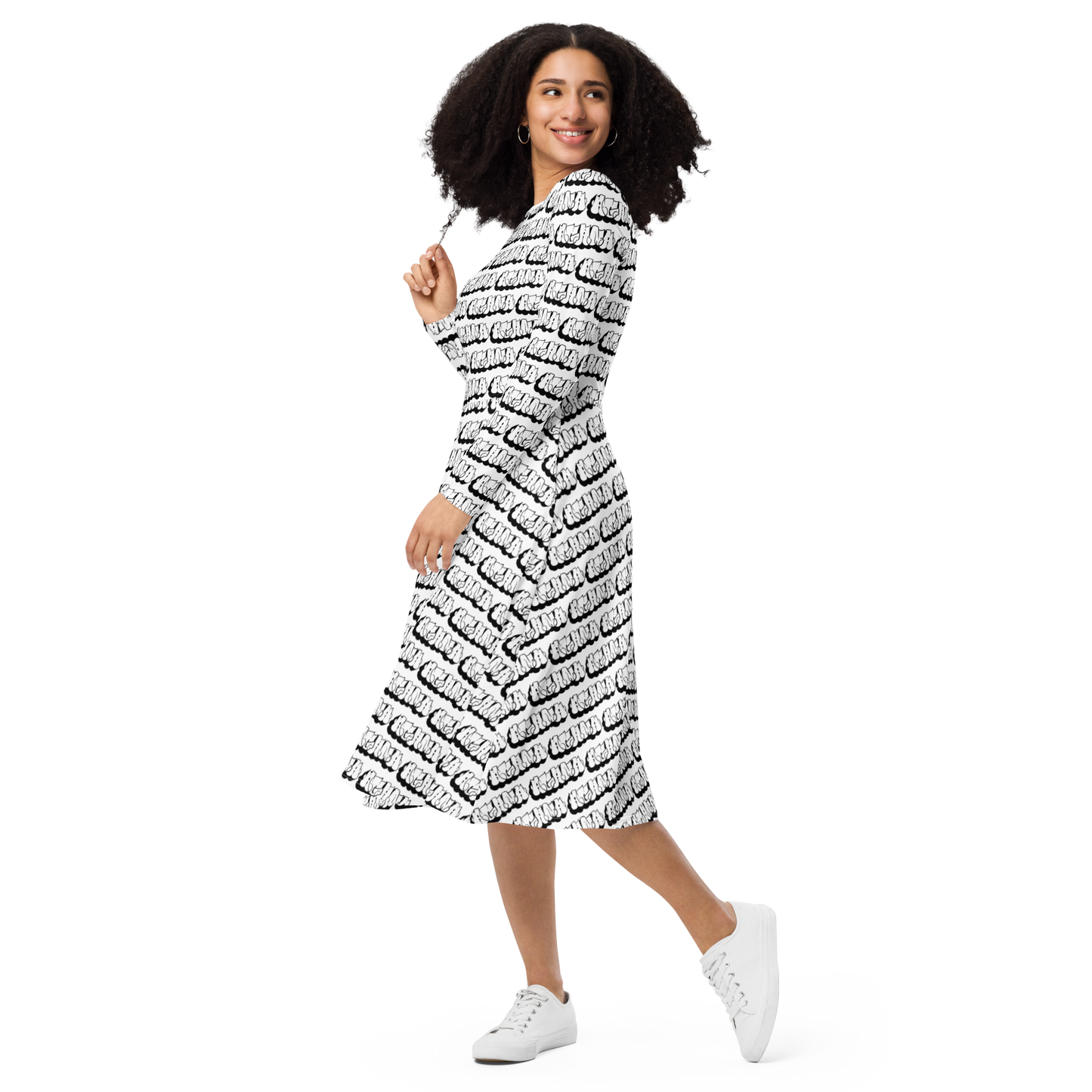 "AGANA" Long Sleeve Midi Dress