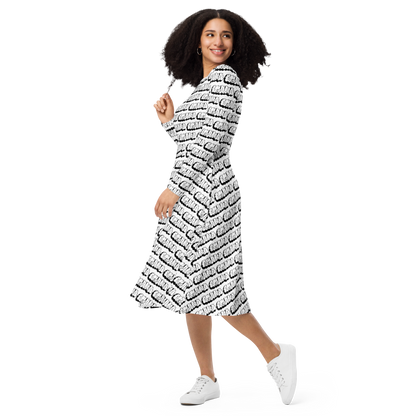 "AGANA" Long Sleeve Midi Dress