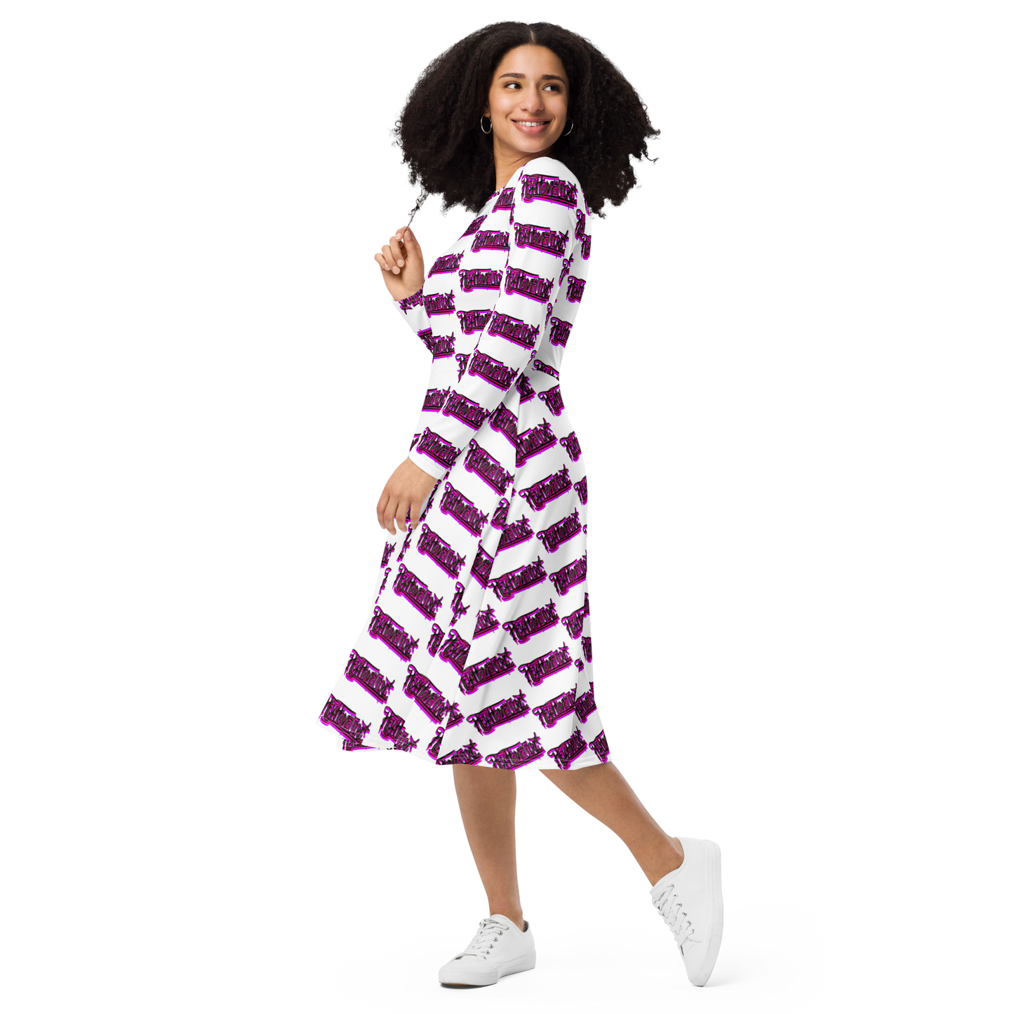 "HEY HOMEGIRL" Long Sleeve Midi Dress