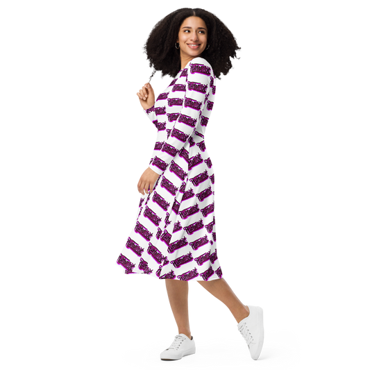 "HEY HOMEGIRL" Long Sleeve Midi Dress