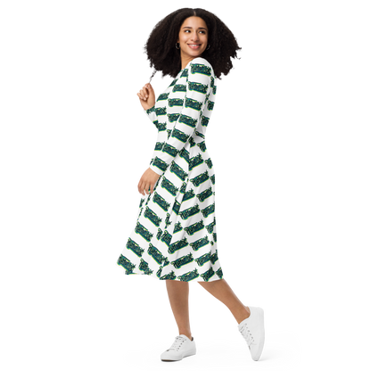 "HEY HOMEGIRL" Long Sleeve Midi Dress GRN