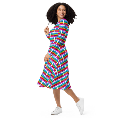 "AGANA SERAPE" Long Sleeve Midi Dress