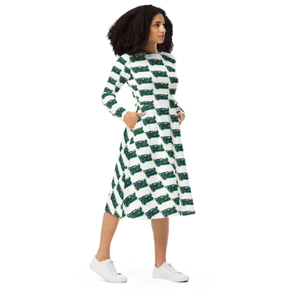 "HEY HOMEGIRL" Long Sleeve Midi Dress GRN