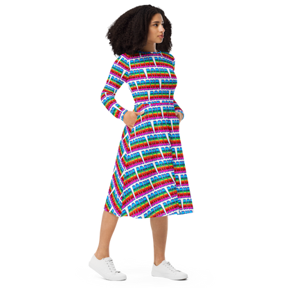 "AGANA SERAPE" Long Sleeve Midi Dress