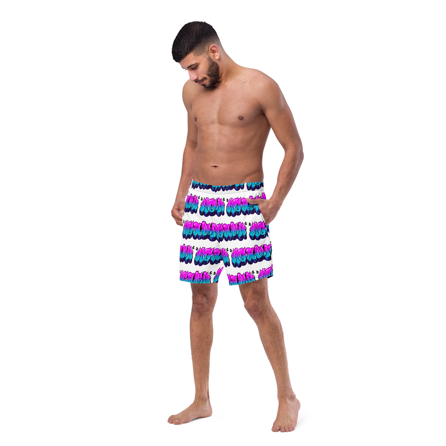 "AGANA BUBBLE DRIP" Men's Swim Trunks