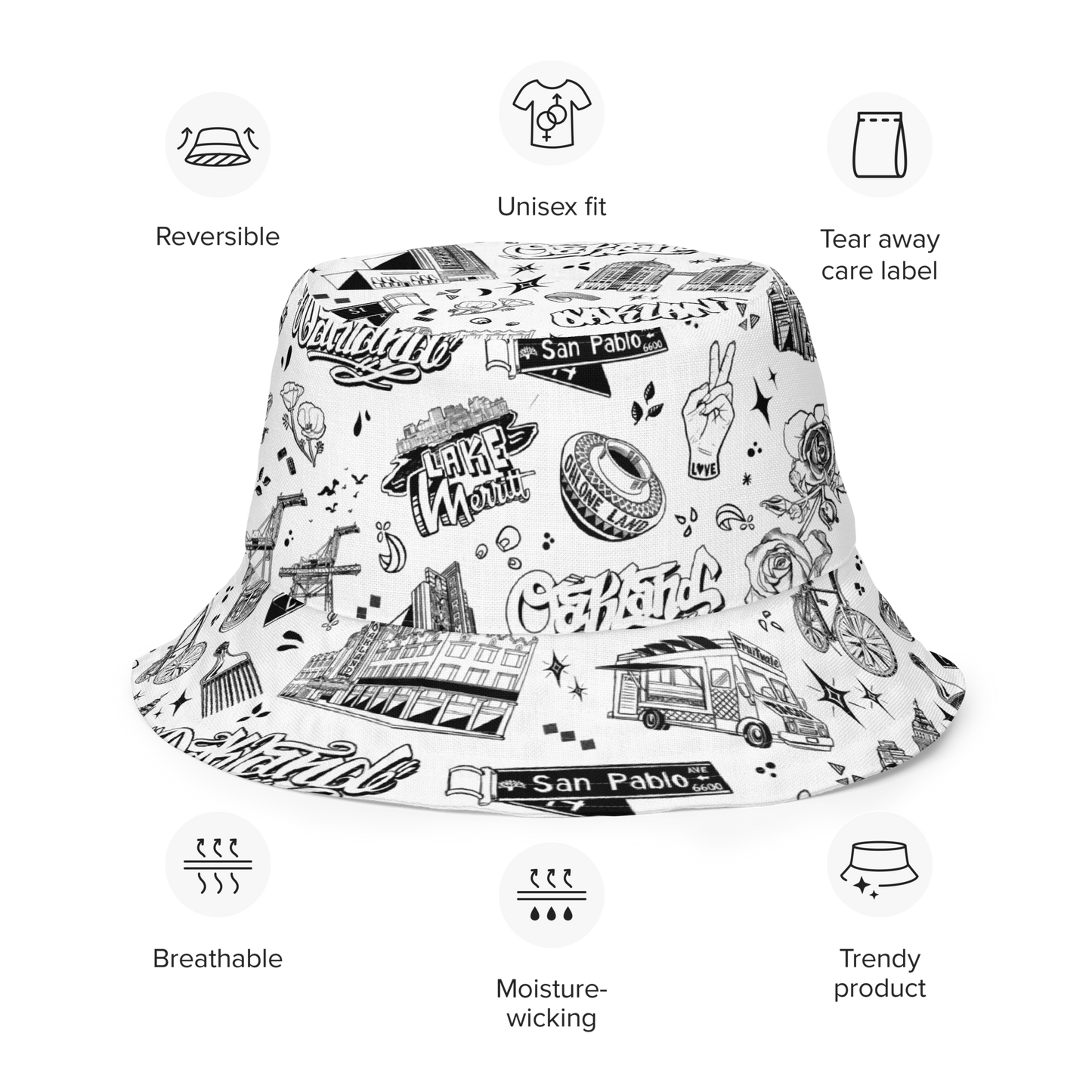 "OAKLAND TILABLE" Reversible Bucket Hat