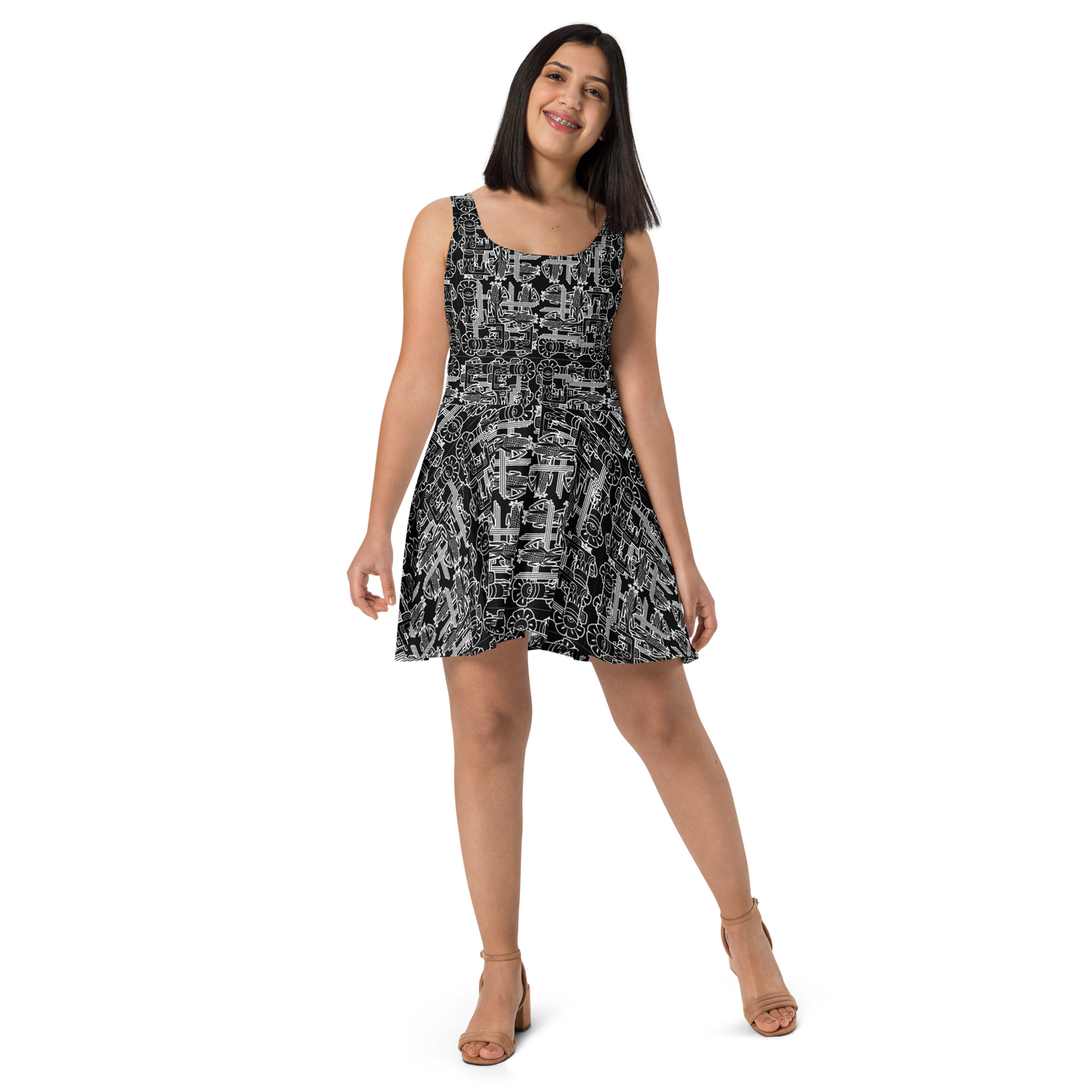 "MAIZ" Skater Dress BLK