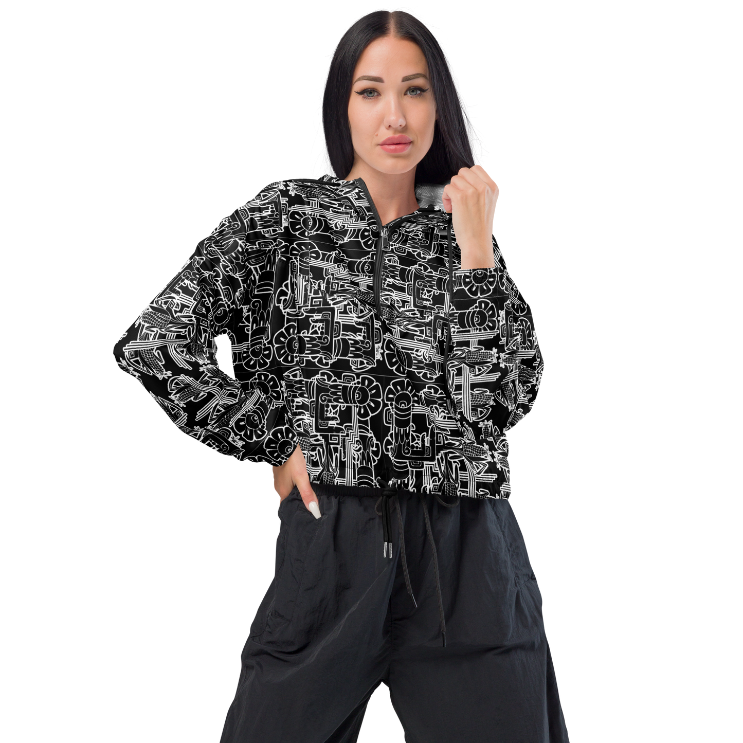 "MAIZ" Women’s Cropped Windbreaker BLK