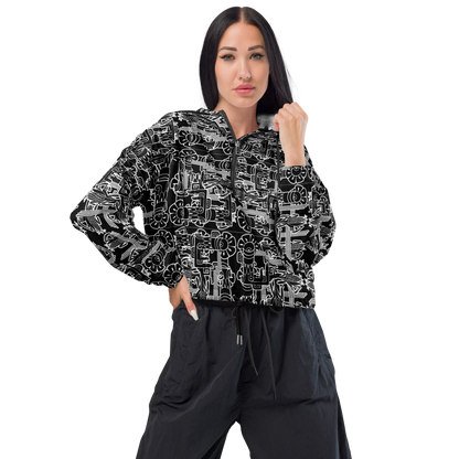 "MAIZ" Women’s Cropped Windbreaker BLK